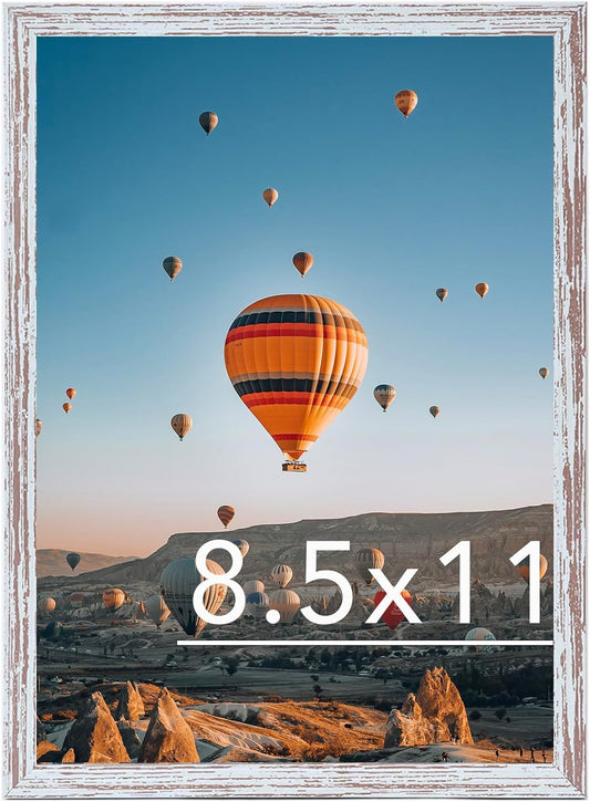 Rustic White Picture Frame by [Brand Name] - 8.5x11 Wall & Tabletop Display | Durable Shatter-Resistant Plexiglass