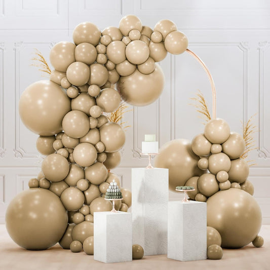 PartyWoo Cream Balloons - 120 Pcs in Beige, Ivory, and Nude for Boho Fall Party Decor | 5-18 Inch Sizes