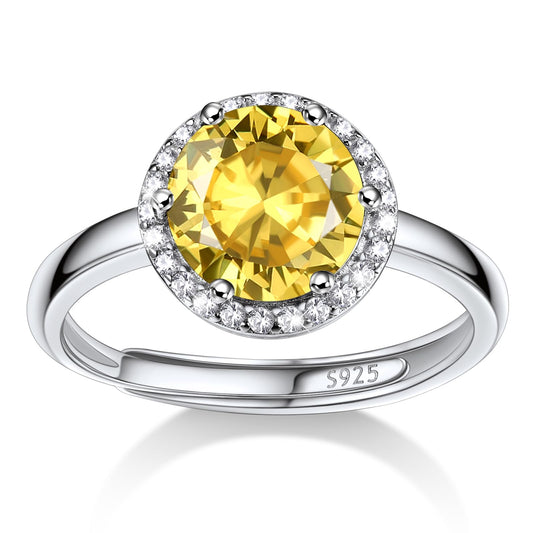 Bestyle S925 Sterling Silver Round Crytsal Rings, Dainty November Critine Crystals Birthstone Rings, Anniversary/Mother’s Day/Birthday Jewelry Gifts for Women Mom/Wife/Sister/Best Friend