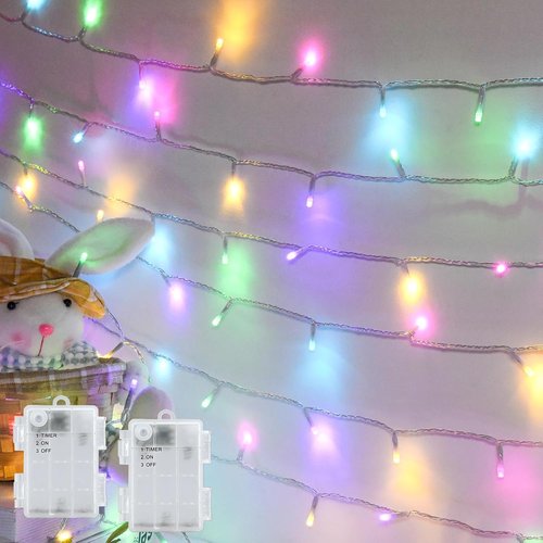 Cshare Easter String Lights - Battery Operated 30 LED Fairy Lights with Timer | 9.8ft Transparent Wire for Indoor & Outdoor Decorations (2 Packs)