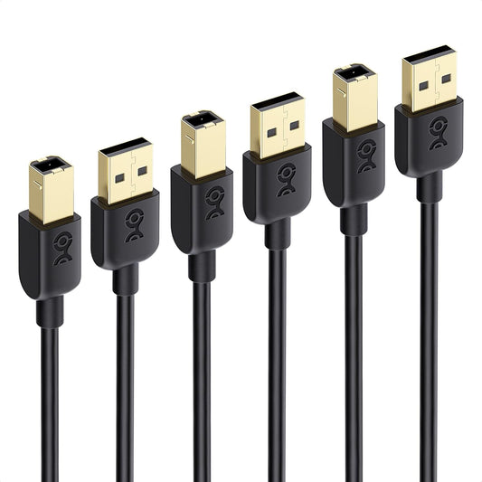 3-Pack 10ft, Cable Matters USB Printer Cable - USB A to B Cable, Compatible with Printer, External Hard Drive, Audio