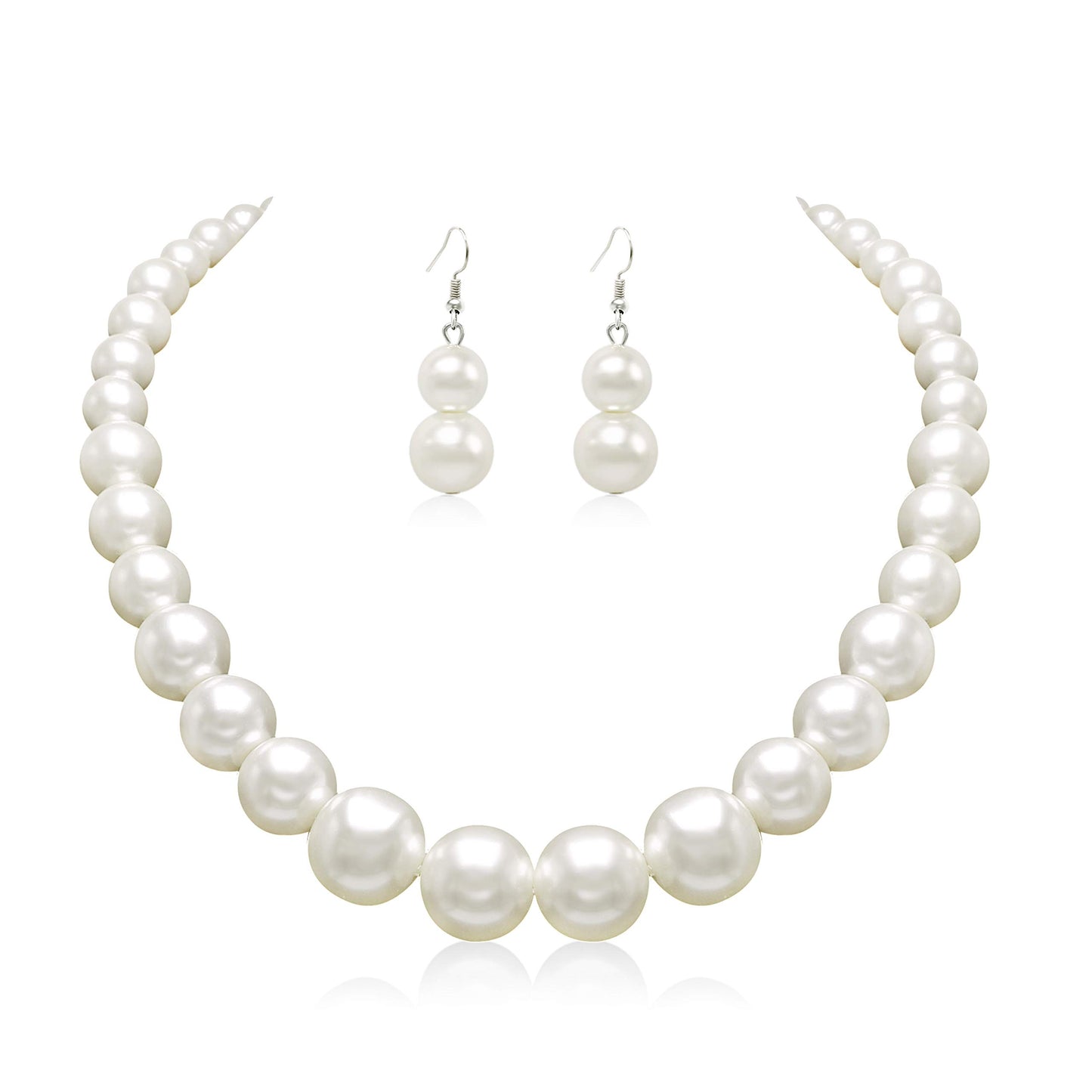Cryshimmer Pearl Choker Necklace for Women Faux Pearl Beads Strand Necklace Earring Set Costume Jewelry,Christmas Gift for Her