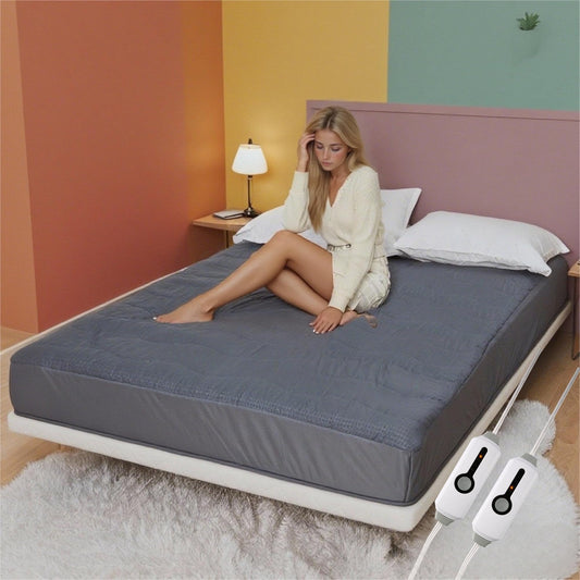 RALYSUN Electric Mattress Pad Queen Size 60"x80", Premium Brushed Fabric, 4 Heat Settings & 10 Hours Auto Off, Elastic Deep Pocket, Machine Washable, Gray