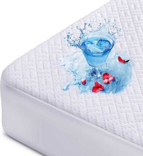Hanherry Waterproof Mattress Protector - Queen Size Cooling Cover with 3D Air Fabric | Soft & Breathable