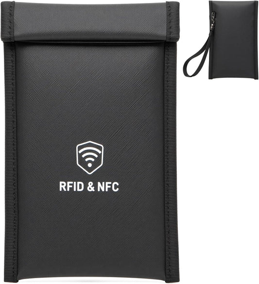 2 Pack [5G/Bluetooth/WiFi/GPS] Faraday Bags for Phones - Signal Blocker, Fireproof Waterproof Anti-Scratch | Detachable