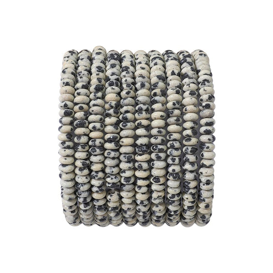 BEADIA Natural Dalmatian Disk Stone Beads 4x2mm 160pcs Rondelle Loose Semi Gemstone Beads for Jewelry Making Design