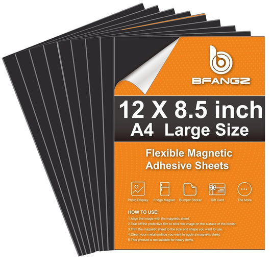 10Pcs Large Magnetic Sheets with Adhesive Backing Flexible Strong Magnet Paper for Crafts Photos and Die Storage Easy to Cut (10Pcs, A4 Size 12×8.5inch)