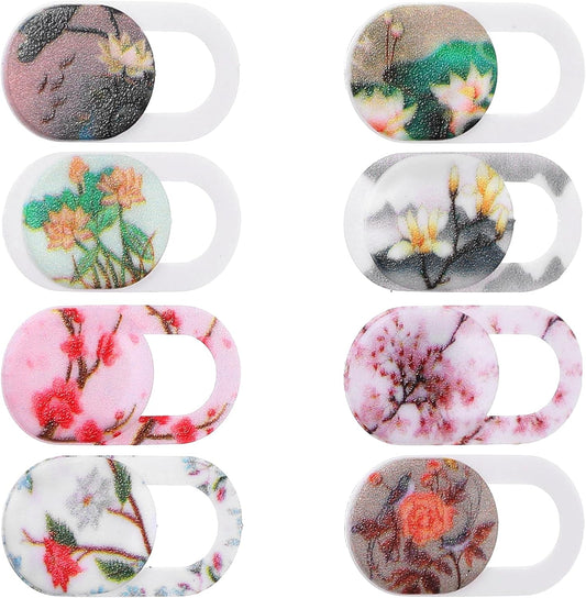 Yuanchu 8PCS 0.03in Webcam Cover Slide,Flower Pattern Thin Phone Camera Cover Laptop Computer Camera Cover Slide