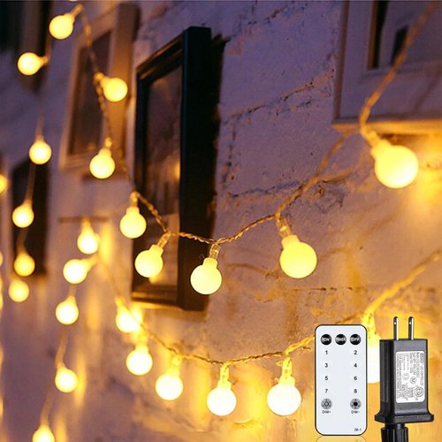 Globe String Lights - 100 LED Fairy Lights with Remote & Timer | 43 Ft Warm White Twinkle Lights for Indoor/Outdoor Decor