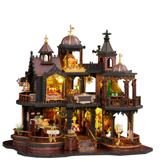 SUNNINO Miniature Dollhouse Kit, DIY Mini House Building Kits for Adults to Building with Furnitures Tiny House Bookshelf Decor Christmas Birthday Gifts for Family Lovers, Edinburgh Castle