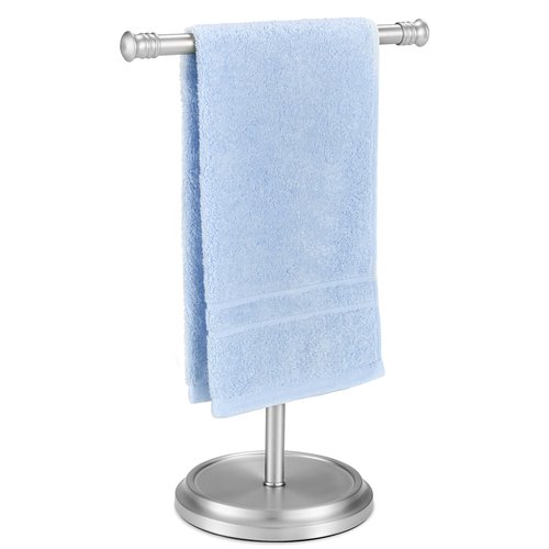 Hand Towel Holder Stand, Free Standing Towel Rack Stand with Stainless Steel Base, Rust-Proof Towel Bar for Bathroom Kitchen Countertop (Brushed Nickel)