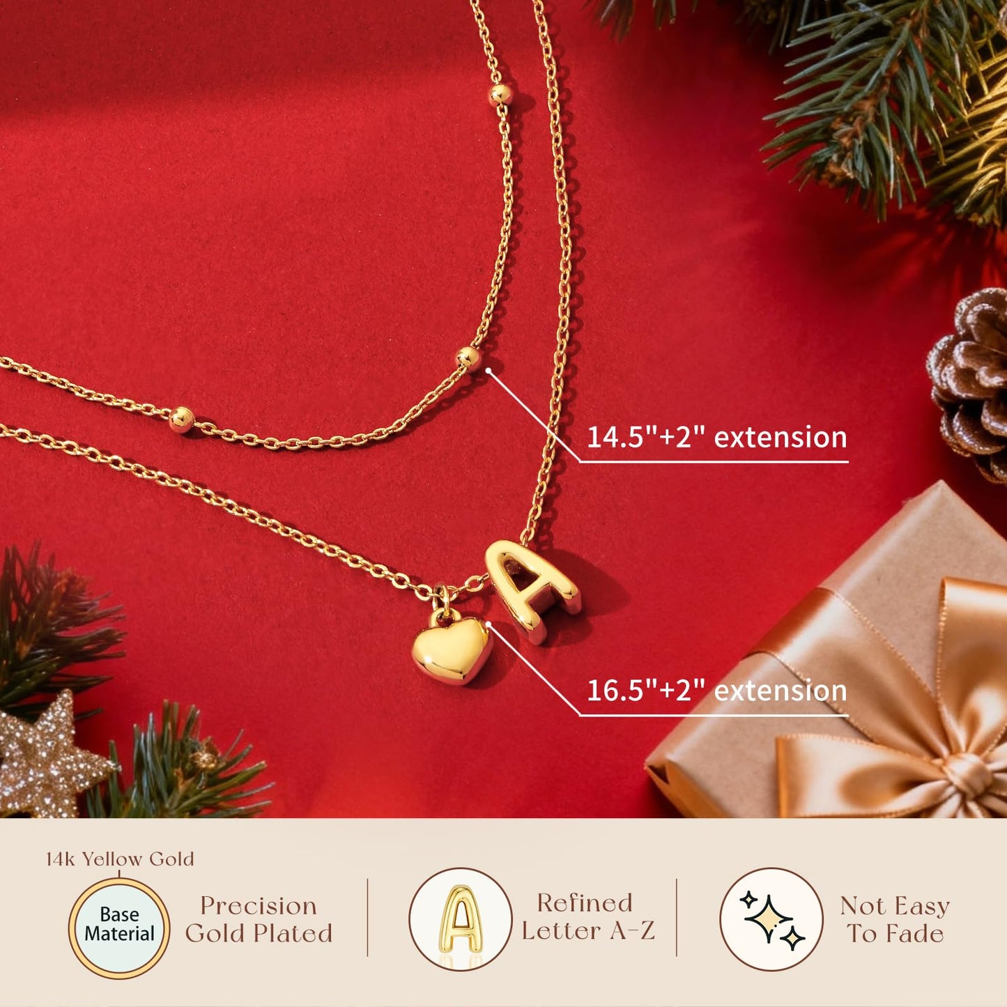 adoyi Gold Heart Initial Necklaces for Women Hers Dainty 14K Gold Plated Heart Layered Letter E Pendant Necklace Stack Trendy Jewelry Birthday Valentines Gifts for Women Jewelry