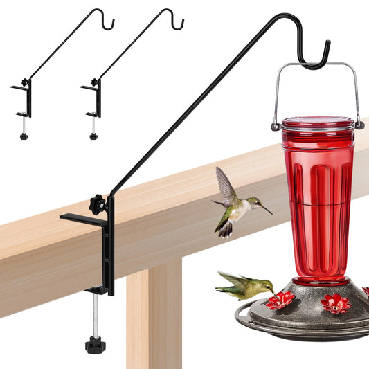 Biubee Deck Bird Feeder Hanger for Failing- 2Pack Heavy Duty Steel Stable Deck Railing Plant Hanger Outdoor, with Adjustable 3.1" Clamp, Deck Hook for Bird Feeder Plant Hangers Lanterns, 13.8 Inches
