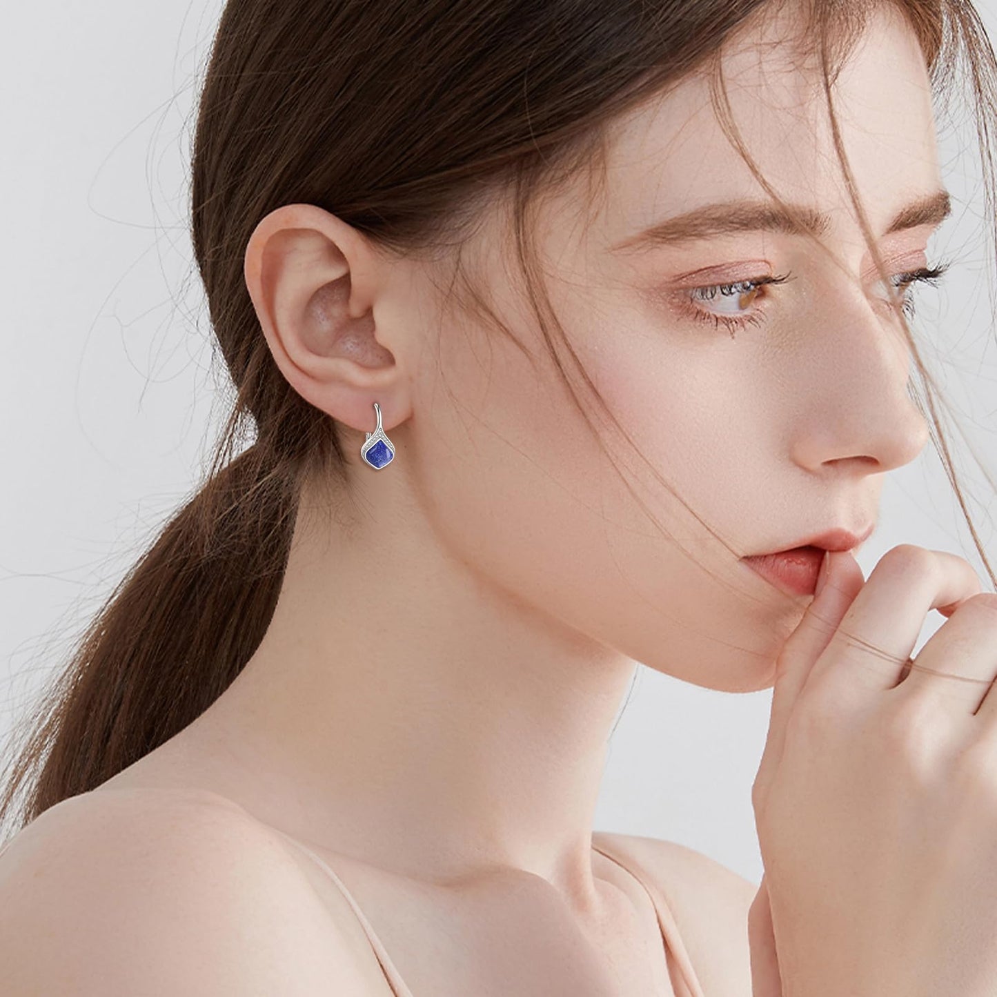 Lapis Lazuli Drop Earrings Sterling Silver Lapis Teardrop Leverback Earrings Blue Stone Dangle Earrings Jewelry Christmas Gifts For Women