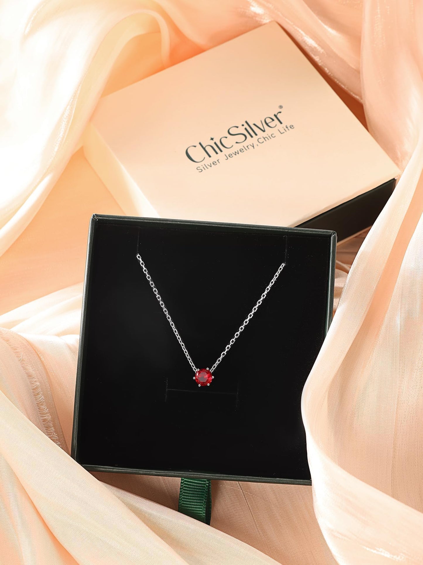 ChicSilver Sterling Silver Birthstone Necklace May Emerald Necklaces for Women 925 Sterling Silver Green Necklace for Women
