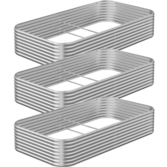OZMSHF 3 Pack Raised Beds for Gardening, Corrugated Galvanized Steel Raised Garden Bed, Outdoor Metal Above Ground Garden Bed for Vegetables and Flowers-3x2FT
