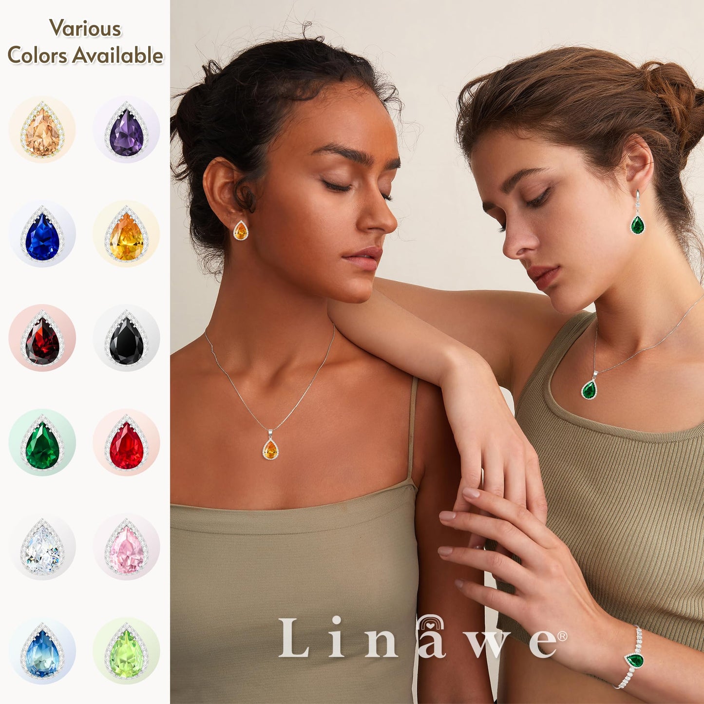 Linawe Blue Earrings for Women, Sapphire Imitation Diamond Drop Dangle Silver Earrings, Chandelier Rhinestone Cubic Zirconia Crystal Teardrop Earrings, Wedding Jewelry Set