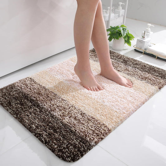 OLANLY Bathroom Rugs - Extra Soft Microfiber Mat, Quick Dry & Machine Washable, 36x24, Light Brown