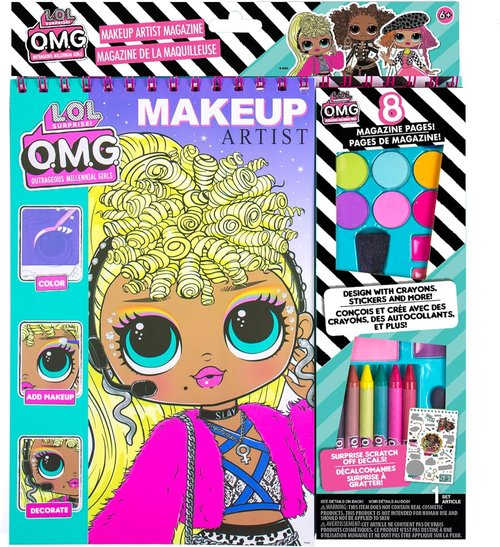 Horizon Group USA DIY Craft Kit | LOL OMG Make-Up Artist Magazine with 130 Stencil Designs & 200 Stickers