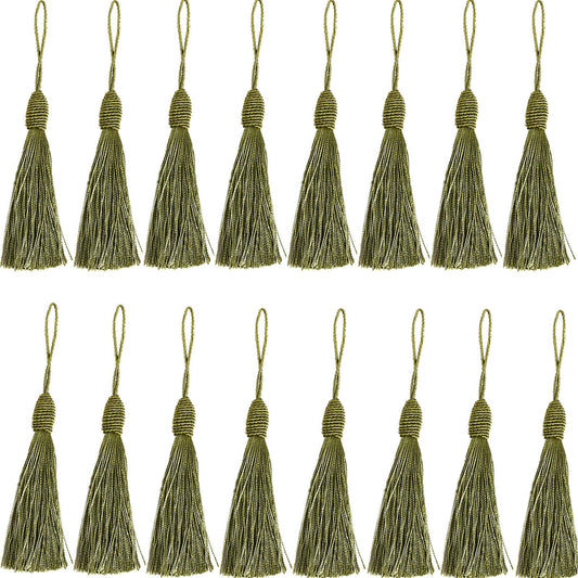 20pcs 5.5Inch Craft Tassels Handmade Polyester Filament Embellishments for Keychain Earring Jewelry Making, Souvenir, Graduation,Clothing Sewing,Gift Tag DIY Craft Projects. (Military Green 1)