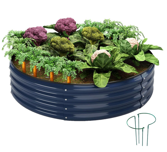 ZFHgarden Galvanized Metal Planter Round Raised Garden Bed Kit for Gardening Outdoor，2x2x1ft Grow Garden Box Raised Flower Bed，Round Galvanized Planter Outdoor Metal Fire Pit Ring
