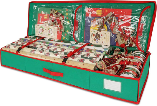 Skiennix Christmas Wrapping Paper Organizer - Storage Bag with Interior Pockets | Fits Up to 27 Rolls