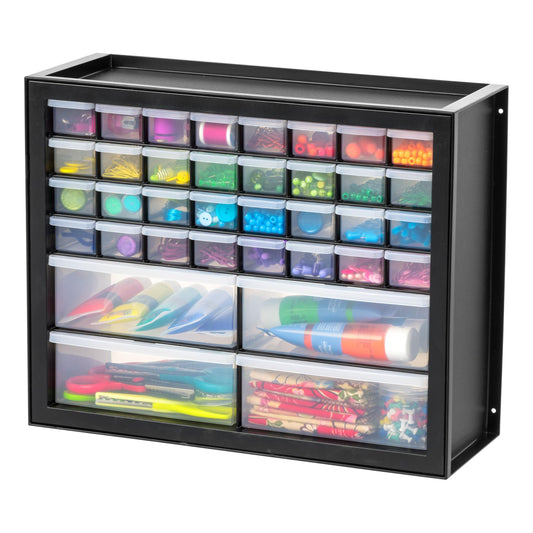 IRIS USA 36-Drawer Storage Cabinet, Made in USA, Small Parts Storage Craft Organizer, Tool Chest, Hardware, Electronics, Screws, Nuts & Bolts, Garage & Workshop Storage, Teacher Toolbox, Black