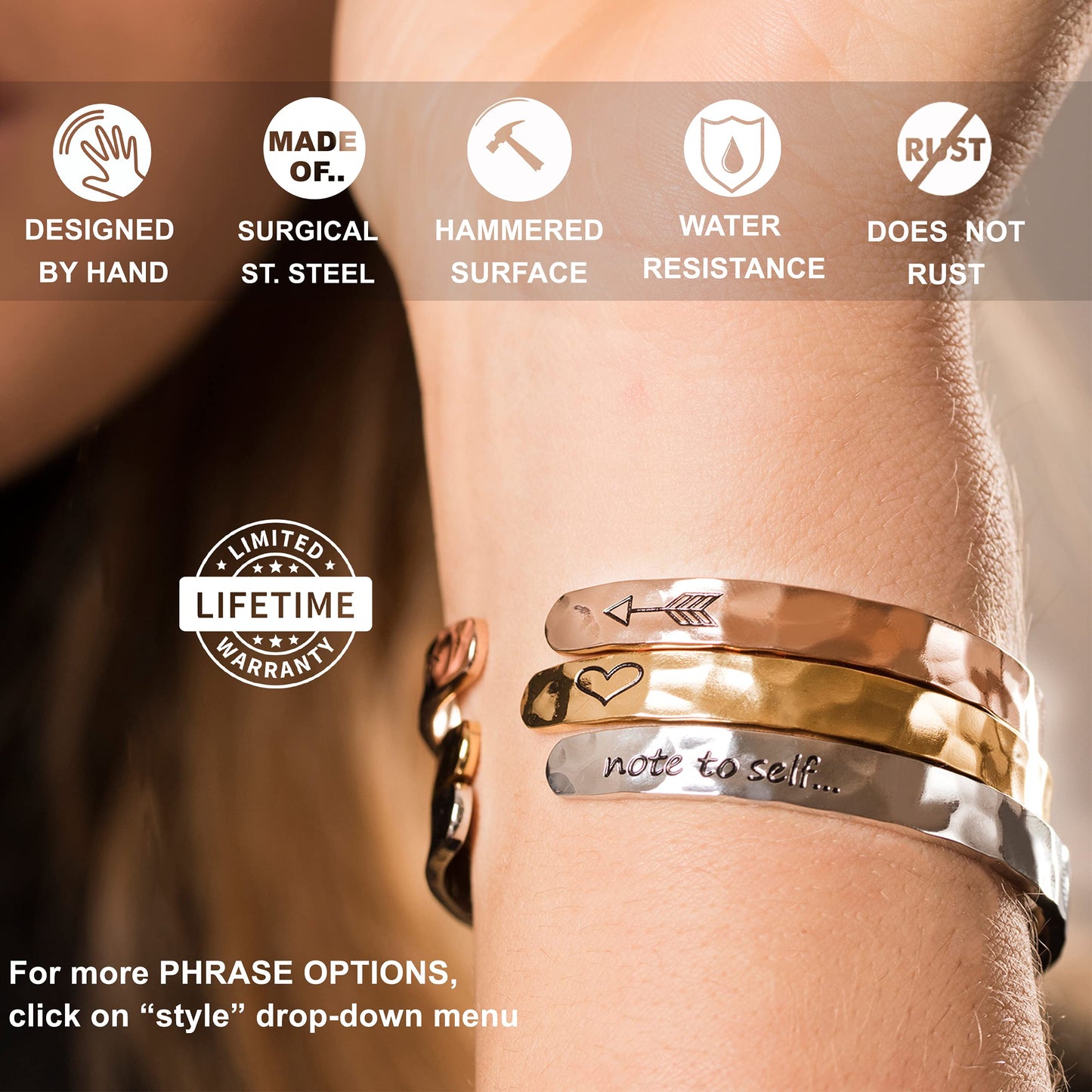 Carviell Inspirational Bracelets for Women - Engraved Cuff Jewelry, Confirmation Gifts, Christmas or Graduation Present, Bracelets for Teens, Gift Ideas for Teenagers