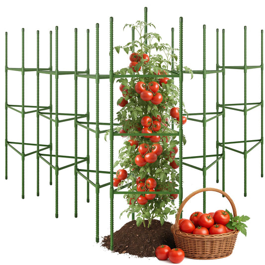CEWOR Tomato Cage - 6 Pack Tomato Cages for Garden, 51.2inch Tall Tomato Trellis Triangle Stakes for Climbing Plants Outdoor, Plant Cages Structure for Pots, Raised Garden Bed, Vegetables