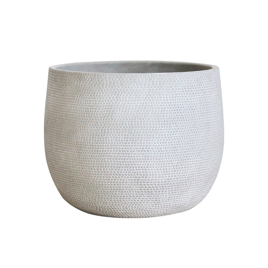 Olly & Rose Barcelona Ceramic Plant Pot Large 25cm 10 Inch - Light Grey Off White Flower Pots - Indoor & Outdoor Planters