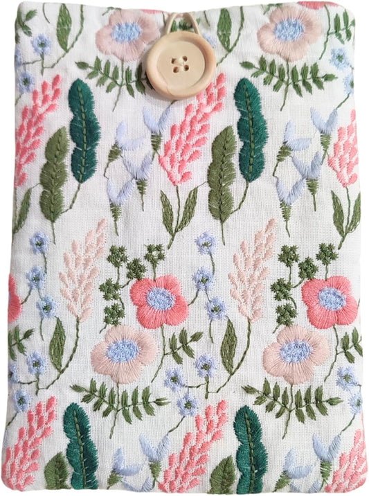 Zosiana Designs (6''), (6.8'') (7''), Embroidered Floral E-Reader Sleeve - Compatible with Kindle Paperwhite/Basic