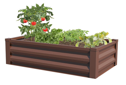Greenes Fence Timber Brown Powder-Coated Metal Raised Garden Bed Planter 24" W x 48" L