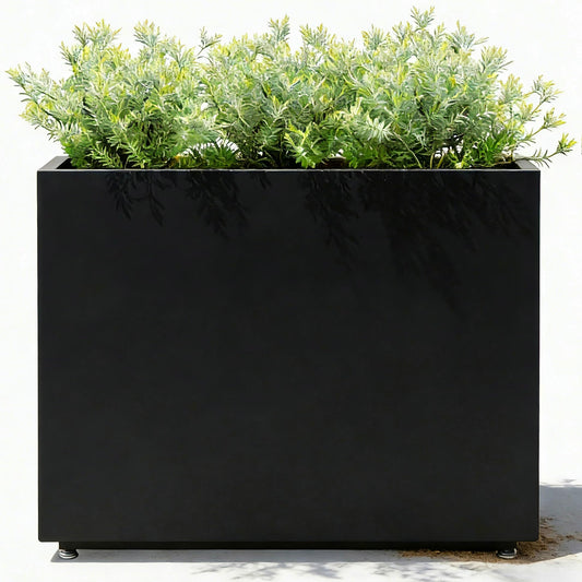 Foresland 36Wx11Dx30H Tall Metal Planter Box with Removable Middle Partition and Adjustable Feet, Outdoor Elevated Planters for Patio, Yard, Deck | Easy Assembly, Drainage Holes, Black