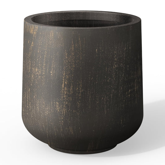 Kante 11.6" Dia Round Concrete Planter, Outdoor Indoor Large Plant Pots Containers with Drainage Hole and Rubber Plug for Home Garden Patio, Oil Rubbed Bronze