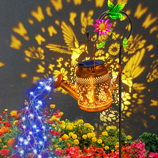 Big Solar Lanterns Outdoor Waterproof, Gift for Mom Grandma Women Wife Daughter Mother's Day, Blue Hummingbird Watering Can Light With Shepherd Hook, Solar Path Light Yard Outdoor Patio Garden Decor