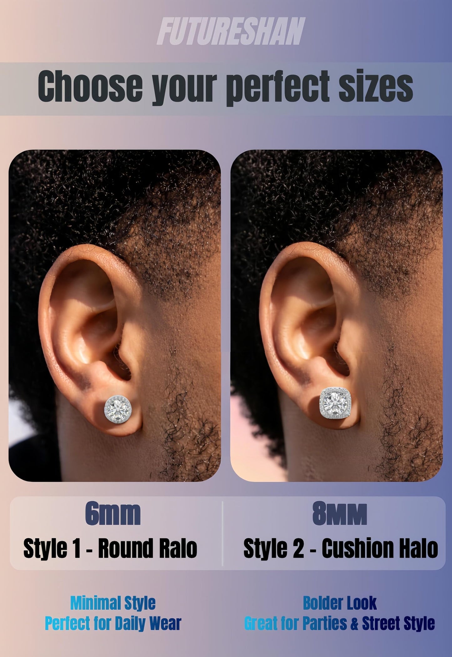 2 Pairs Magnetic Earrings for Men Clip On Fake Earrings Non Pierced, Stainless Steel Magnet Nose Stud Piercings for Women, 6MM, Gold Color