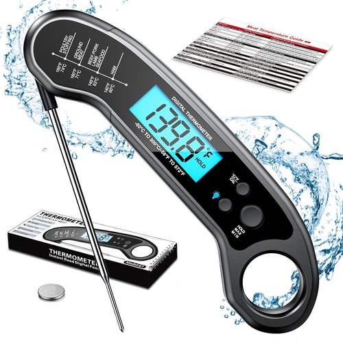 Meat Thermometer Digital - Instant Read Waterproof Food Thermometer for Grill, BBQ & Cooking
