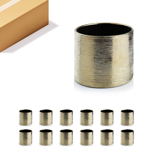 WGVI Gold Etched Ceramic Cylinder Vase Width 5.5" Height 5", Flower Arrangements, Candle Holder, Terrarium Planter Pot, Storage Container Organizer, Pen Brush Holder, Scratched Texture Design, 12 Pc