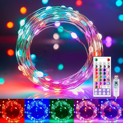 Minetom Color Changing Fairy Lights - 33FT 100 LED String Light with Remote & 12 Modes for Indoor Decor