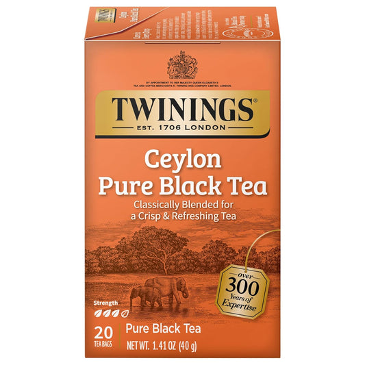 Twinings of London Ceylon Orange Pekoe Tea - Premium Quality | Box of 20 Tea Bags