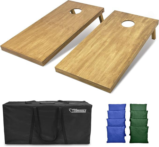 GoSports 4 ft x 2 ft Regulation Size Wooden Cornhole Boards Set - Includes Carrying Case - Full Regulation Size Bean Bag Toss Boards