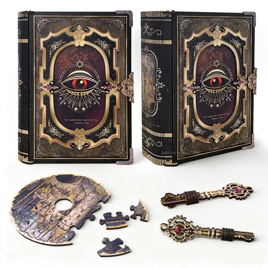Dibetoy 3D Wooden Puzzles for Adults,DIY Book Nook Kit,Mechanical Treasure Puzzle,Trading Card Storage Box with Lock,3 in 1,DIY Building Mechanical Model Kit for Hobby Enthusiasts