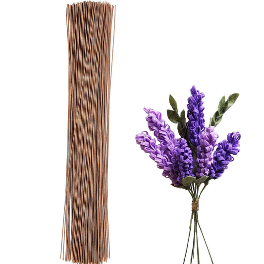 BEADNOVA Fake Flower Stems 200pcs 22 Gauge Floral Wire Stems Flower Wire for Crafts Arrangement Florist DIY Bouquet (Brown, 200 Pcs)
