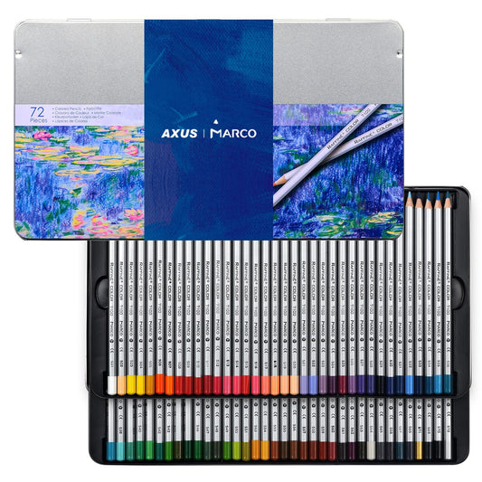 AXUS MARCO Oil Colored Pencils Sets For Adults Colour Pencils in Iron Box Ideal for Sketching, Illustrations, Doodling & Design Great for Art Lovers & Pros. (RAFFINÉ 7100 Series-72 Colors)