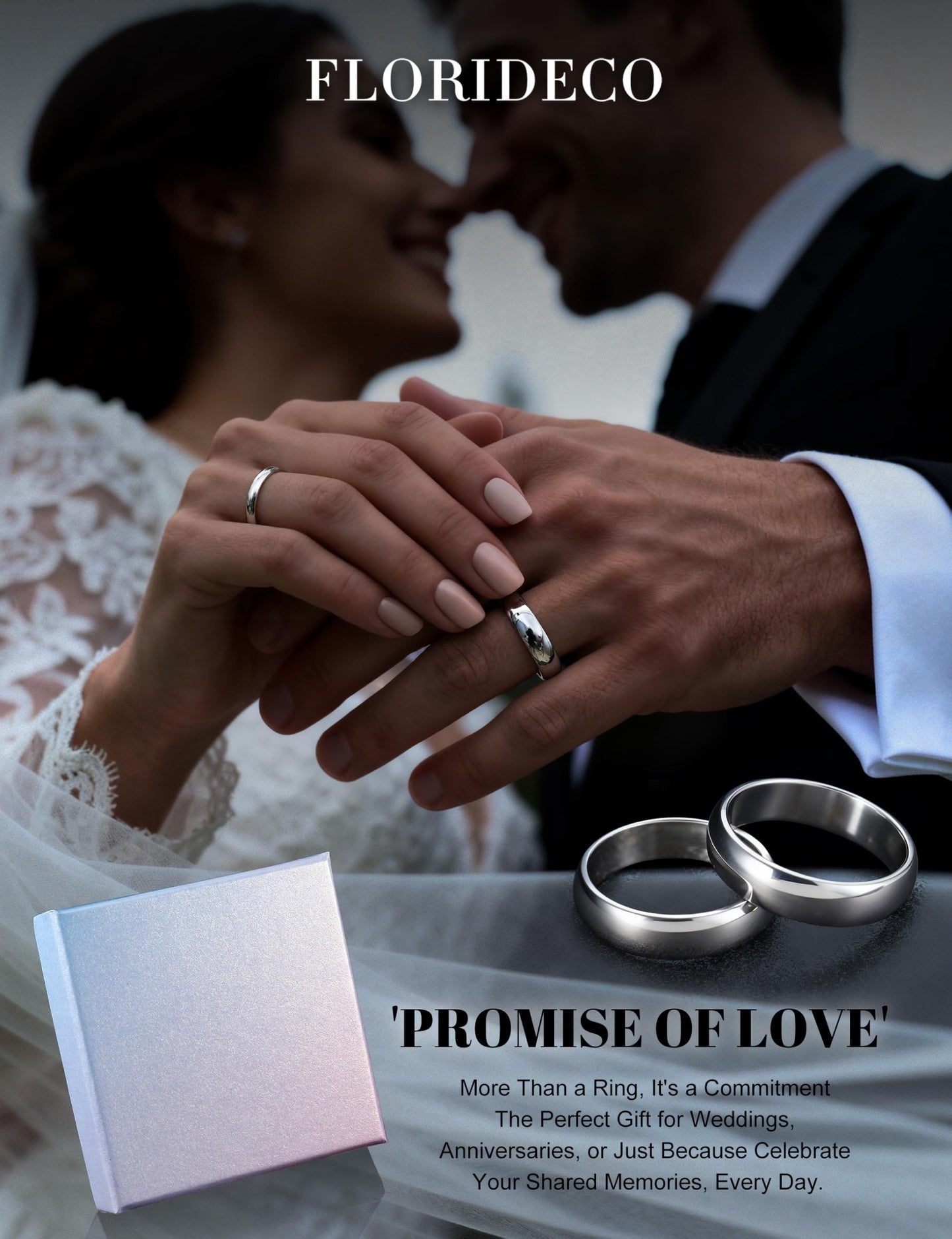 Florideco 3mm Stainless Steel Ring Wedding Bands for Women Mens Ring Wedding Band Plain Dome High Polished Size 7