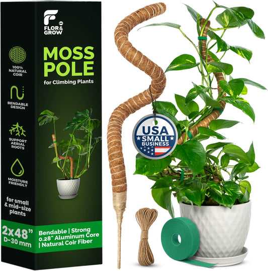 2 Pack 48" Sturdy Easy to Use Moss Pole Monstera Plant Support Stakes - Plant Stakes for Indoor Plants, Moss Poles for Climbing Plants, Tutores para Plantas Trepadoras Monstera Support Sticks
