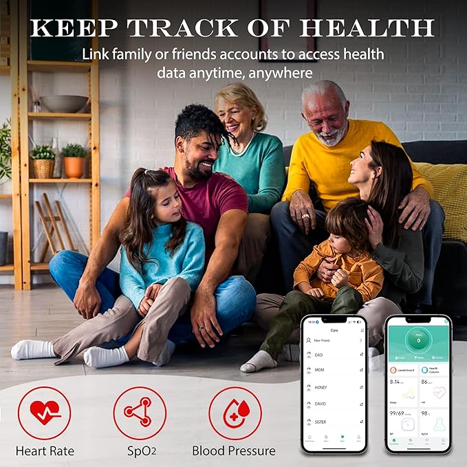 Smart Health Ring for Women Men Fitness Tracker with Heart Rate, Blood Oxygen, Blood Pressure, Sleep Monitoring, Step Counting, IP68 Waterproof for iPhone and Android, No APP Fee, Black 13