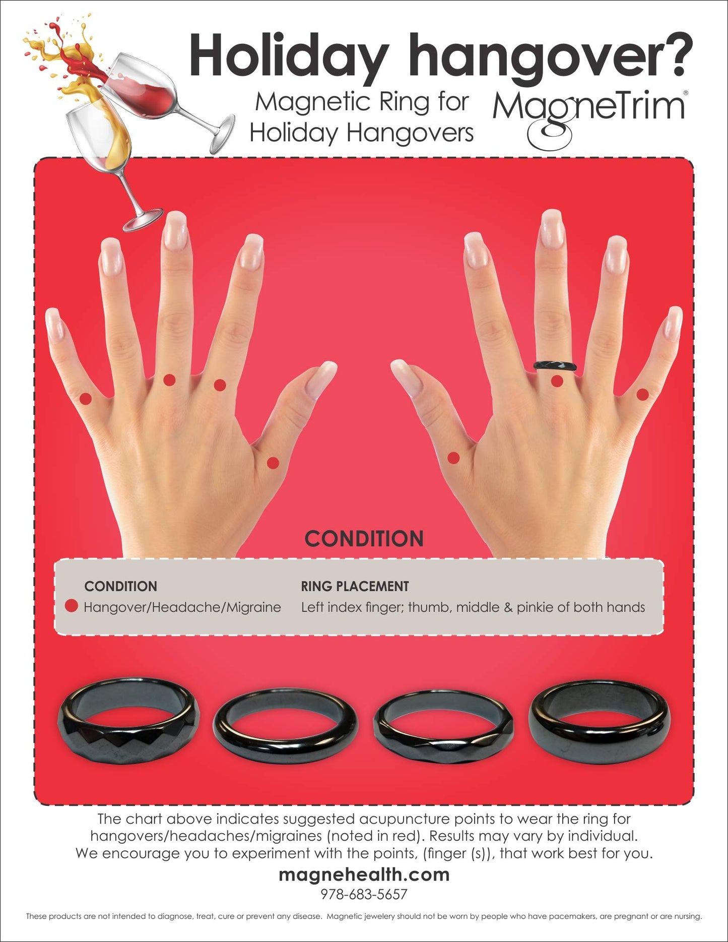 MAGNEHEALTH Hematite Rings - Beveled Magnetic Band Ring for Men and Women, Unisex Black Hematite Magnetic Ring, Absorbs Negative Energy Anxiety Balance and Root Chakra Jewelry, Size 10