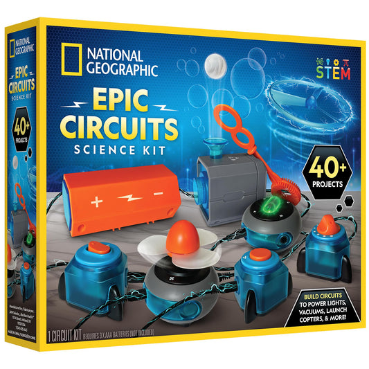 NATIONAL GEOGRAPHIC Circuit Maker Electronics Science Kit – 40+ Hands-On STEM Projects for Kids, Build Real Electrical Circuits, Educational STEM Activity for Learning Electricity & Engineering Skills