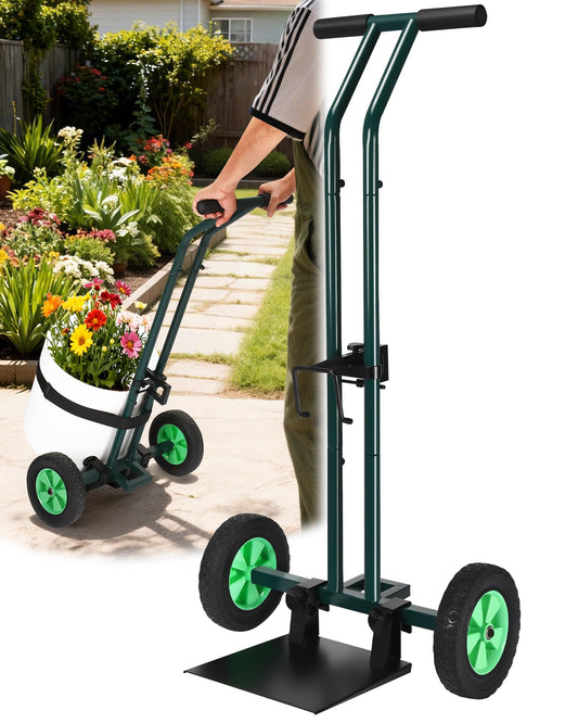 AugFir Plant Caddy with Wheels, 260LBS Rolling Plant Dolly Pot Mover with Adjustable Grabbing Arm and Suction Cups, Heavy Duty Garden Trolley Plant Cart with Strap for Indoor Outdoor Planters